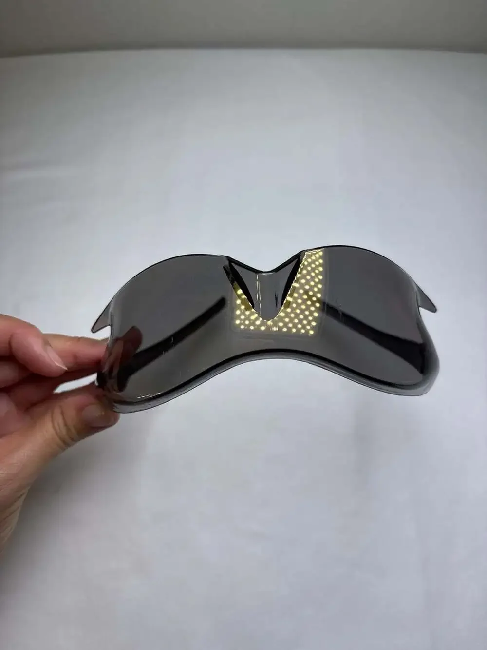 Futuristic Y2K Flame Wrap Around Shield Sunglasses with Bronze Mirror Lens
